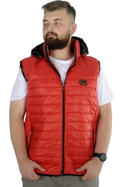 Big Size Men's Quilted Hooded Vest 22600 Red