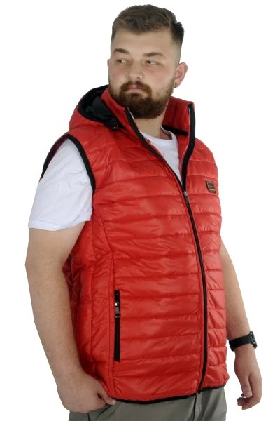 Big Size Men's Quilted Hooded Vest 22600 Red