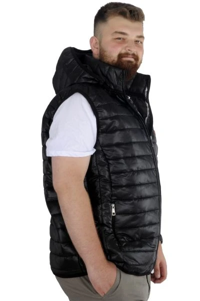 Big Size Men's Quilted Hooded Vest 22600 Black