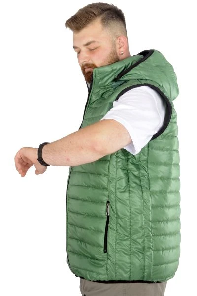 Big Size Men's Quilted Hooded Vest 22600 Green