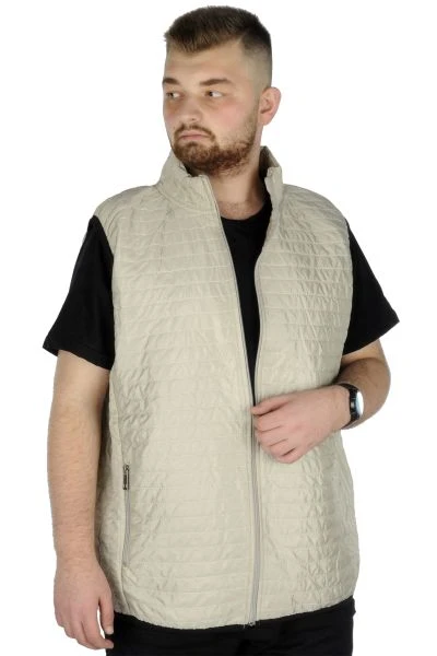 Big Size Men's Vest with Quilted Collar 22601 Gray
