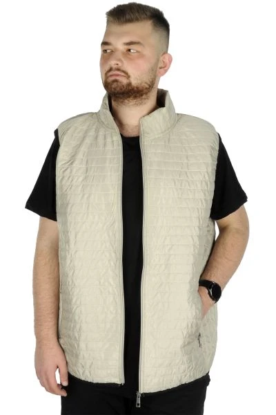 Big Size Men's Vest with Quilted Collar 22601 Gray