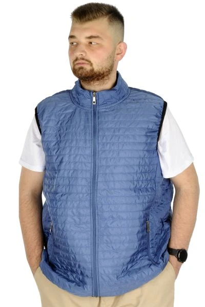 Big Size Men's Vest with Quilted Collar 22601 Blue