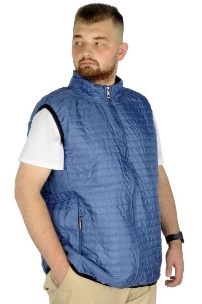 Big Size Men's Vest with Quilted Collar 22601 Blue