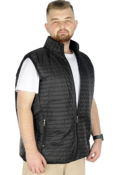 Big Size Men's Vest with Quilted Collar 22601 Black