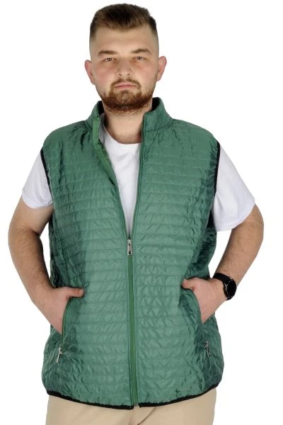 Big Size Men's Vest with Quilted Collar 22601 Green