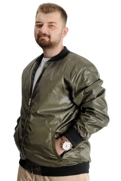 Büyük Beden Erkek Kolej Mont Fermuarlı Jesica 22612 Haki