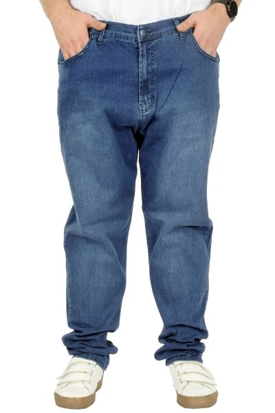 Büyük Beden Erkek Kot Pantolon Klasik 5Cep Elita Blue 22924 Mavi
