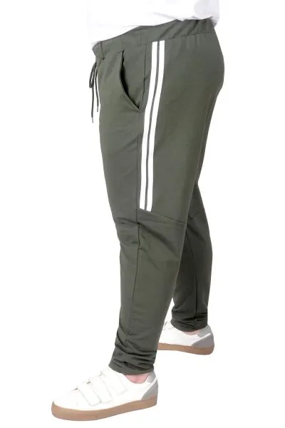 Büyük Beden Eşofman Altı DarPaça  Stripe 22509 Haki [product_color]