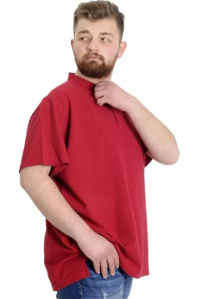 Büyük Beden Erkek T-shirt Hakim Yaka MD LOGO 22326 Bordo [product_color]