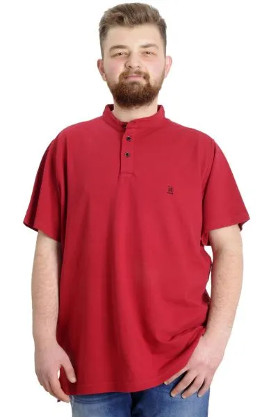 Büyük Beden Erkek T-shirt Hakim Yaka MD LOGO 22326 Bordo [product_color]