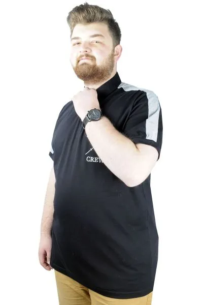 Büyük Beden Erkek T shirt Polo Yale Crew 22308 Siyah SIYAH