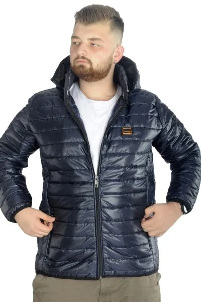 Büyük Beden Mont Kapitone Kapşonlu 22602 Lacivert [product_color]