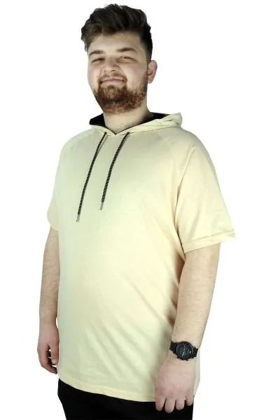 Büyük Beden Tshirt Reglan Kapşonlu 22117 Bej BEJ