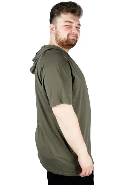 Büyük Beden Tshirt Reglan Kapşonlu 22117 Haki HAKI