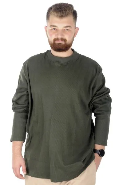 Büyük Beden Uzun Kol Yarım Balıkçı Kazak 22558 Haki [product_color]
