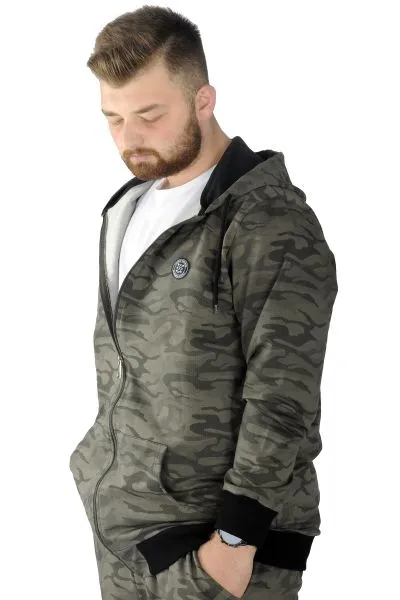 Erkek Sweat Kapşon Fermuarlı Kamuflaj 22546 Haki [product_color]