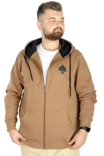 Erkek Sweat Kapşonlu Fermuarlı 22539 Sütlü Kahve [product_color]