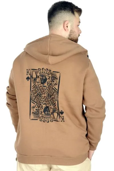 Erkek Sweat Kapşonlu Fermuarlı 22539 Sütlü Kahve [product_color]