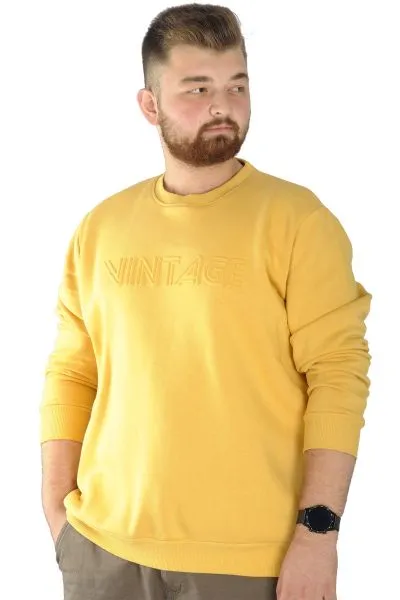 Erkek Sweatshirt Bisiklet Yaka Vintage 22543 Hardal [product_color]