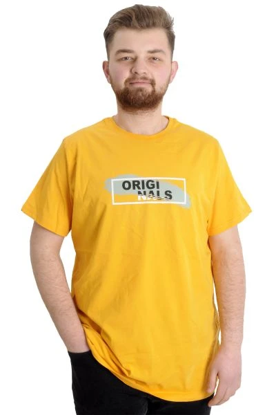 Büyük Beden Erkek T-shirt ORIGINALS 23102 Hardal