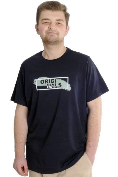 Büyük Beden Erkek T-shirt ORIGINALS 23102 Lacivert