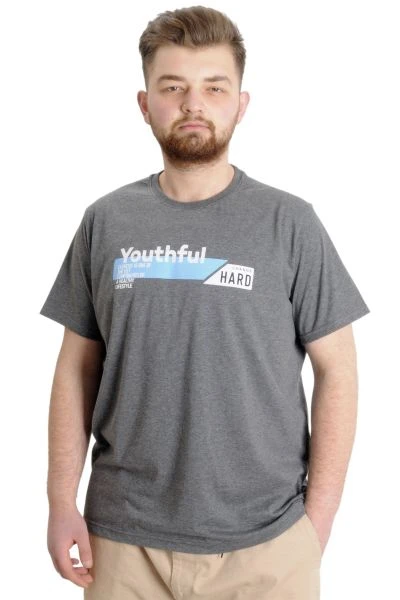 Büyük Beden Erkek T-shirt YOUTHFUL 23107 Antramelanj