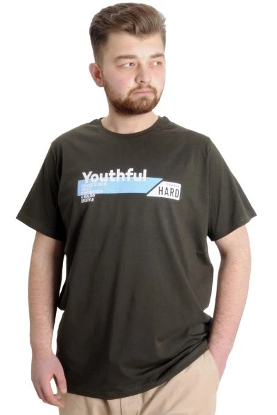 Büyük Beden Erkek T-shirt YOUTHFUL 23107 Haki