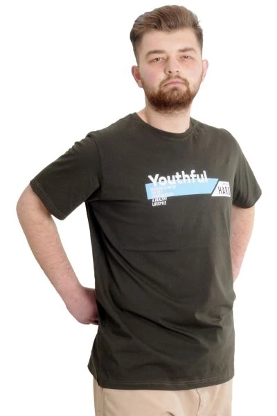 Büyük Beden Erkek T-shirt YOUTHFUL 23107 Haki
