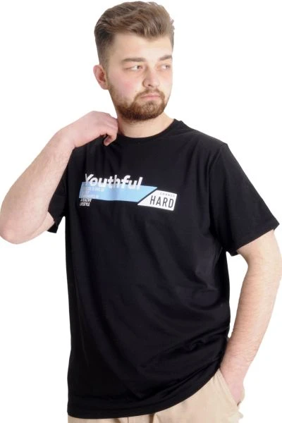 Büyük Beden Erkek T-shirt YOUTHFUL 23107 Siyah