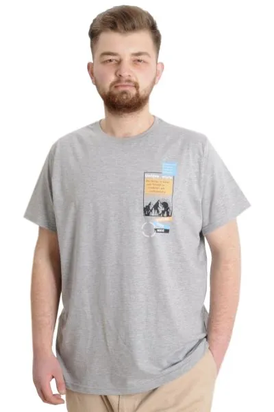 Big Size Mens T-Shirt UNIQUE 23111 Grey Melange