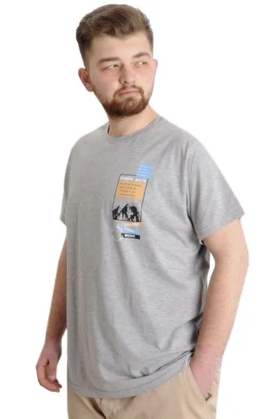 Big Size Mens T-Shirt UNIQUE 23111 Grey Melange