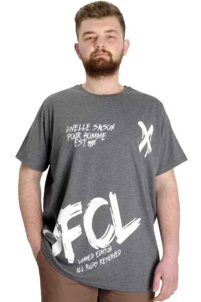 Big Size Mens T-Shirt UVELLE SAISON 23112 AntraMelange