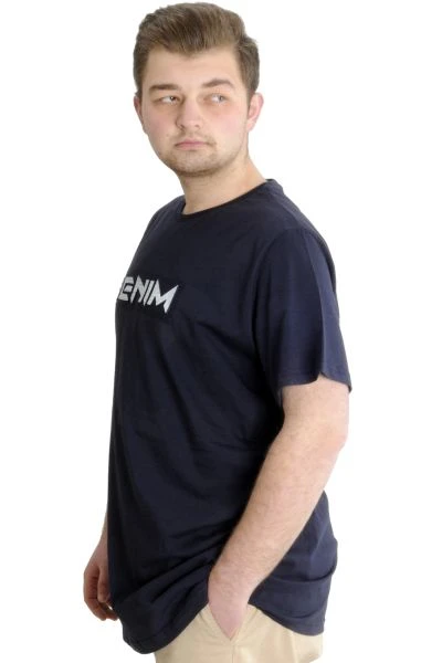 Büyük Beden Erkek T-shirt DENIM 23115 Lacivert