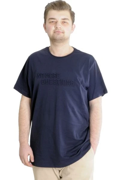 Büyük Beden Erkek T-shirt NO MORE 23117 Lacivert