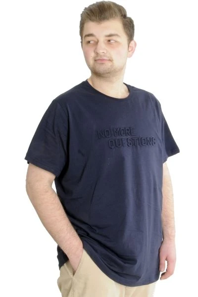 Büyük Beden Erkek T-shirt NO MORE 23117 Lacivert