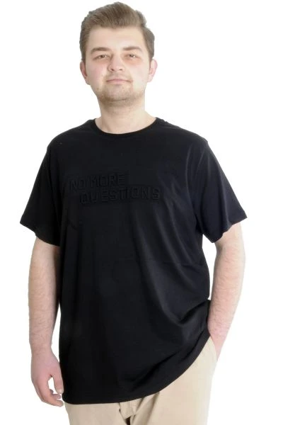 Büyük Beden Erkek T-shirt NO MORE 23117 Siyah