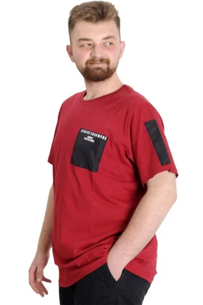 Büyük Beden Erkek T-shirt CHNGYRMD 23123 Bordo