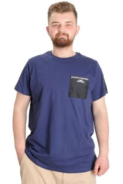 Büyük Beden Erkek T-shirt CHNGYRMD 23123 İndigo