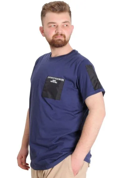 Büyük Beden Erkek T-shirt CHNGYRMD 23123 İndigo