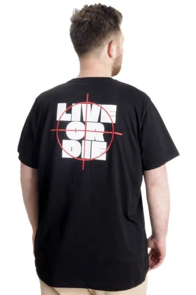 Big Size Mens T-Shirt LIVE OR DIE 23124 Black