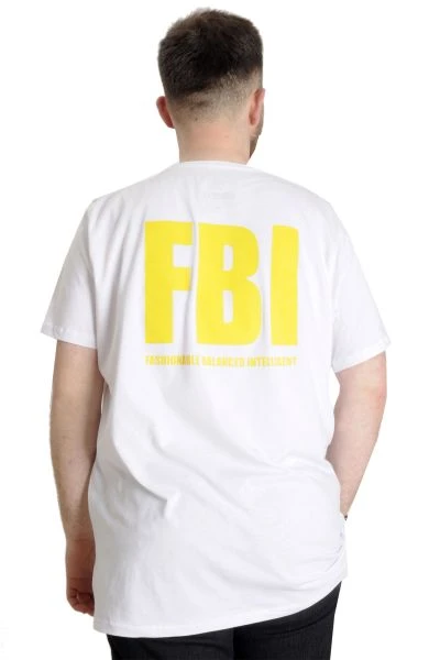 Büyük Beden Erkek T-shirt FBI 23127 Beyaz