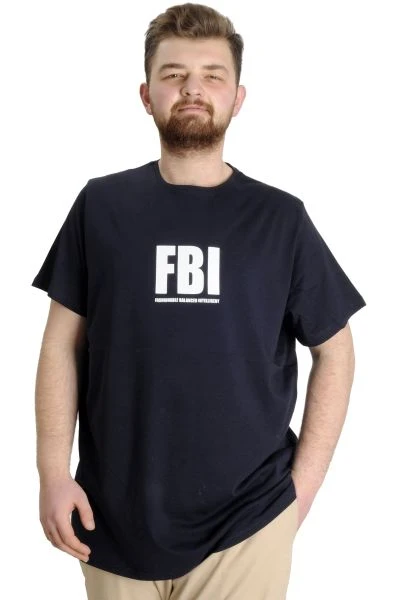 Büyük Beden Erkek T-shirt FBI 23127 Lacivert