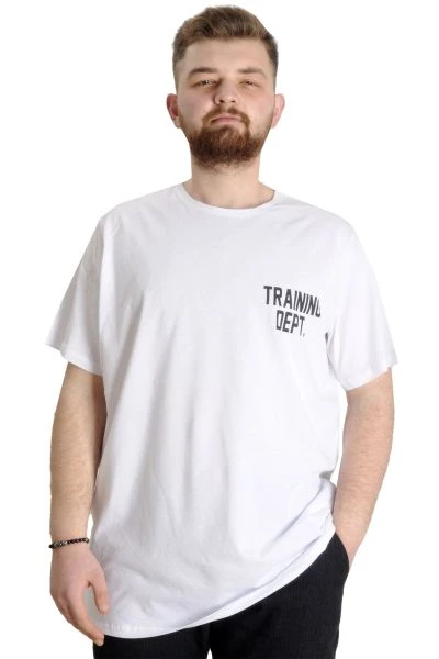 Büyük Beden Erkek T-shirt TRAINING DEPT 23128 Beyaz