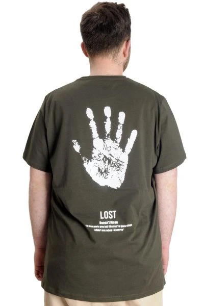 Büyük Beden Erkek T-shirt LOST 23129 Haki
