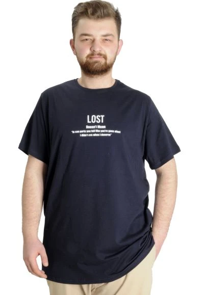 Büyük Beden Erkek T-shirt LOST 23129 Lacivert