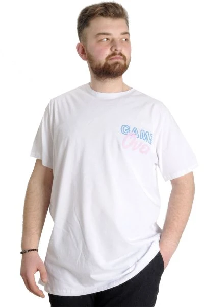 Büyük Beden Erkek T-shirt GAME OVER 23130 Beyaz