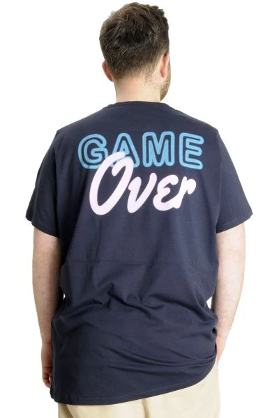 Büyük Beden Erkek T-shirt GAME OVER 23130 Lacivert