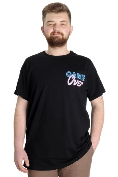 Büyük Beden Erkek T-shirt GAME OVER 23130 Siyah