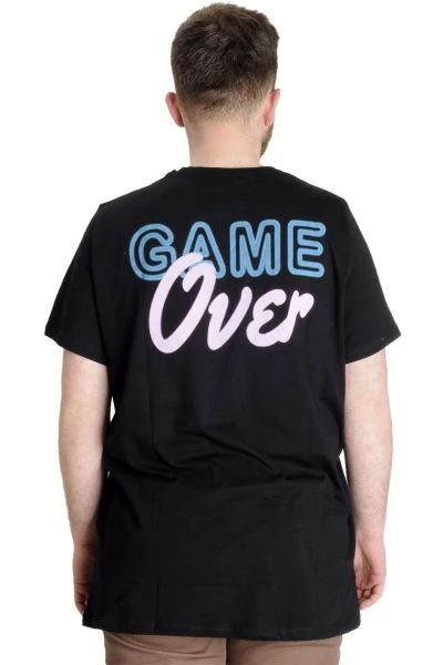 Büyük Beden Erkek T-shirt GAME OVER 23130 Siyah